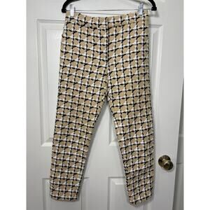 MSGM Milano Womens Textured Houndstooth Abstract Tapered Skinny Leg Trouser 90s
